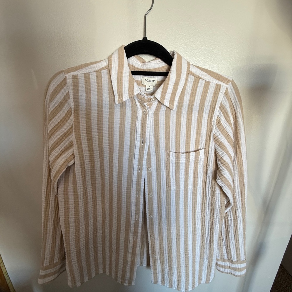 J.Crew Tan and White Striped Shirt